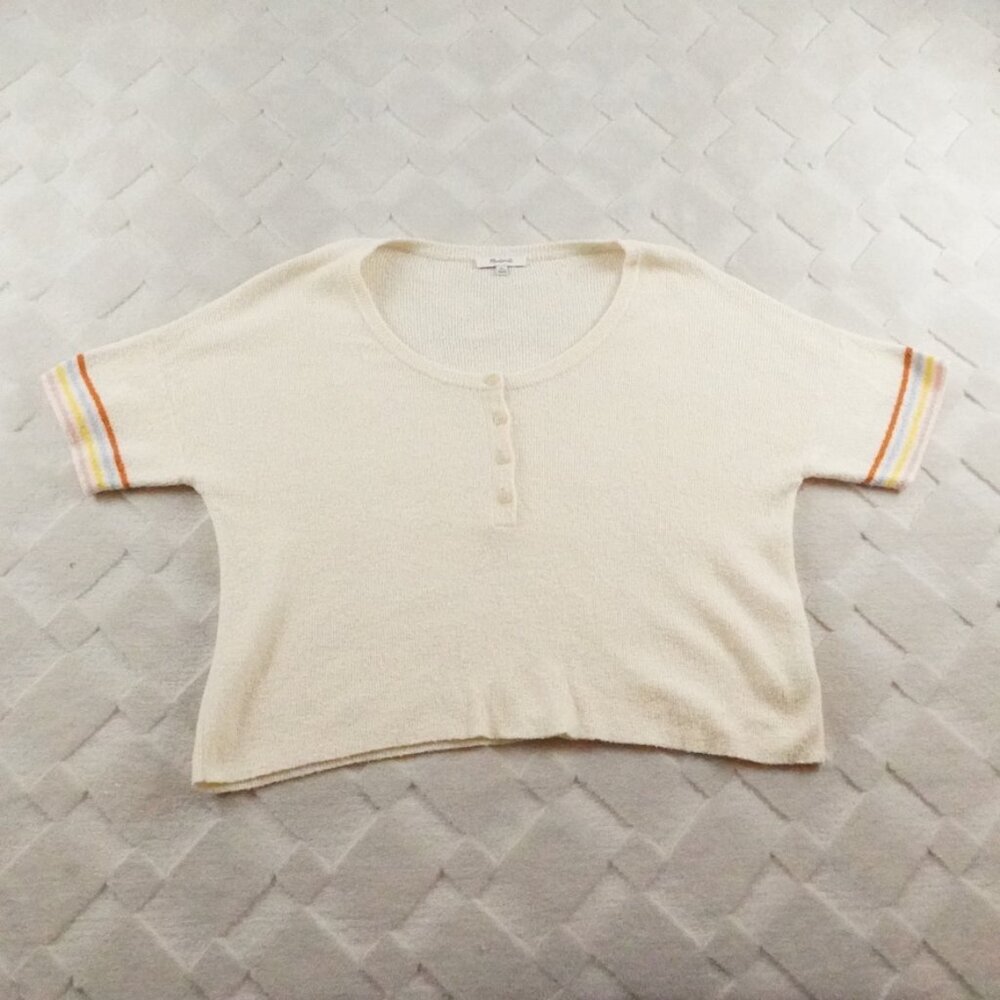 Madewell Cream Sweater with Rainbow Stripes